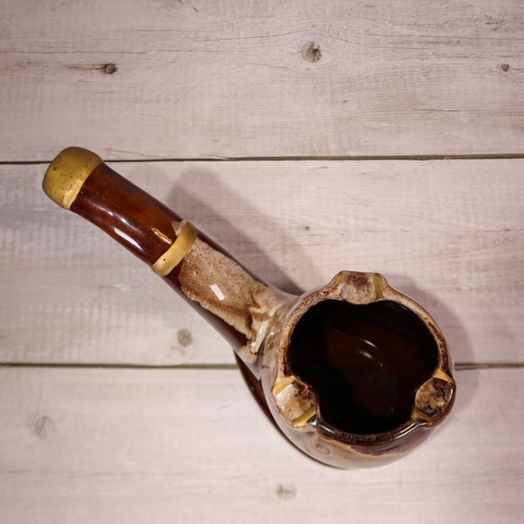 PIPE ASHTRAY Drip Glaze Vintage TOBACCO Brown Drip w Gold Trim Napco Artmark - Picture 7 of 10